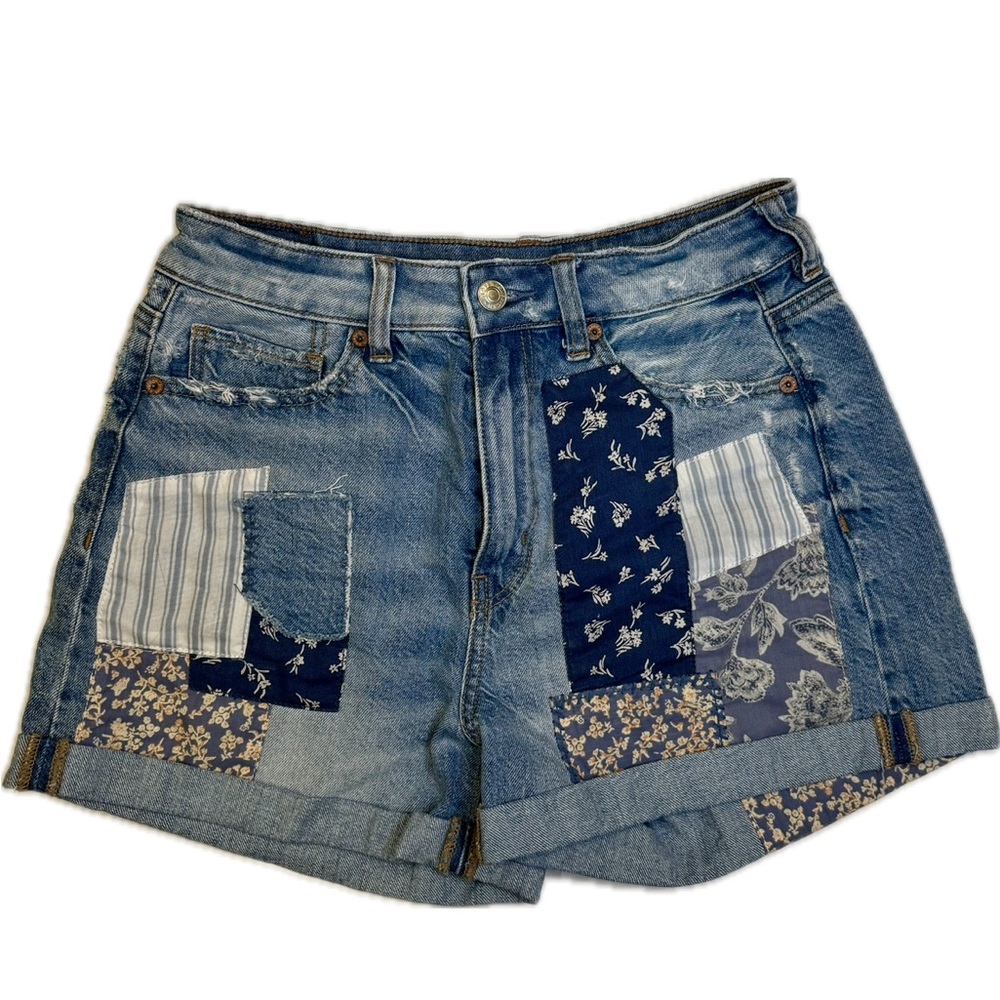 Denim Blue Patchwork Shorts - American Eagle - image 1
